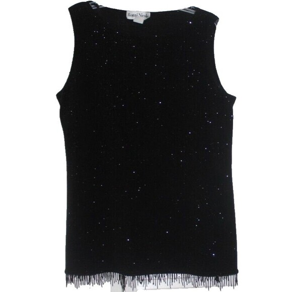 Ronni Nicole By Ouida Women's Shimmery Tunic Top Fringe Hem Size 16 - Picture 3 of 6